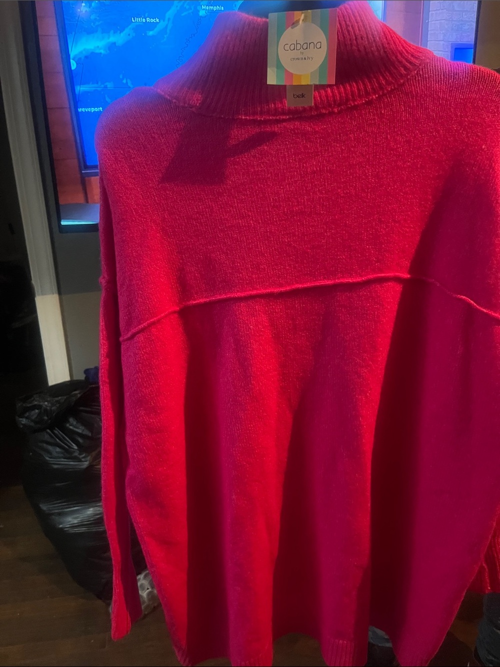 crown & ivy Bright Red Cowl Neck Sweater